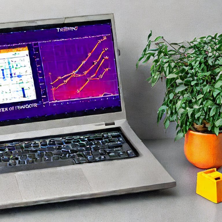 An image showing a laptop screen and a plant.